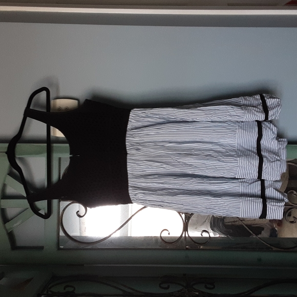 Ann Taylor Loft Blue Eyelet Stripe Sun Dress - Picture 4 of 5